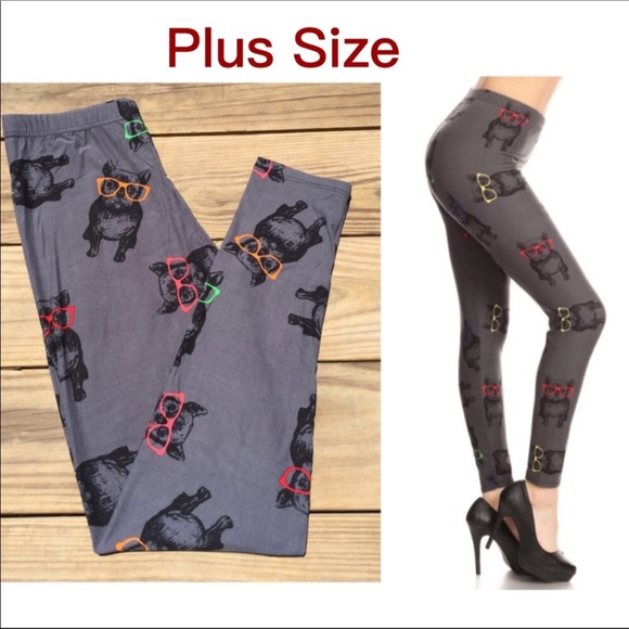 PLUS SIZE FRENCH BULLDOG HIPSTER LEGGINGS SOFTEST - Picture 2 of 2
